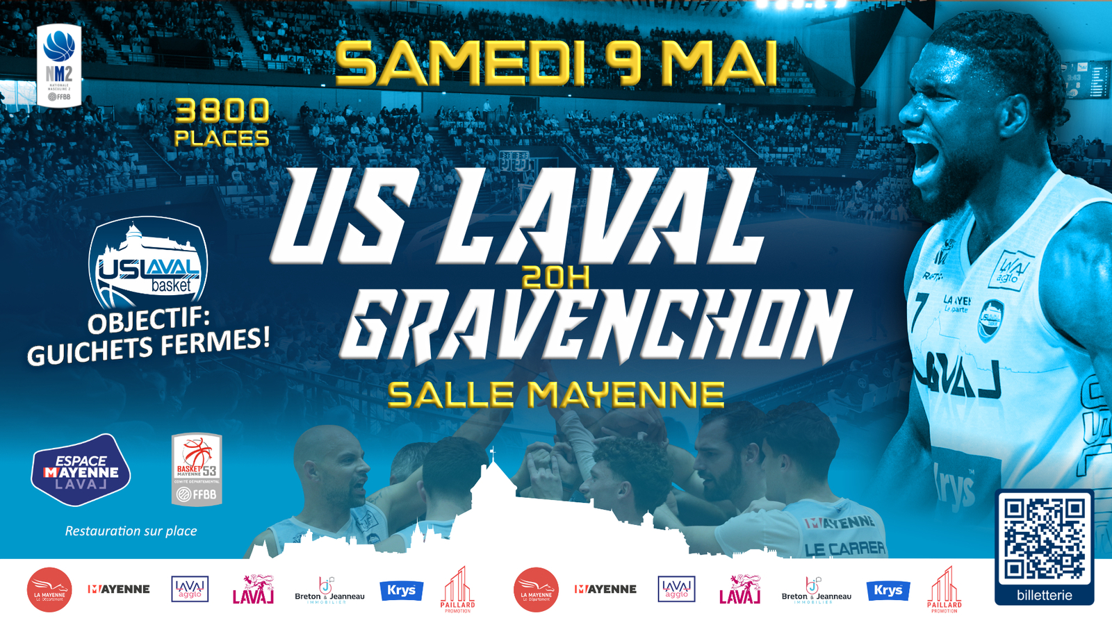 Notre dernier match à domicile se jouera à la Salle Mayenne - Espace Mayenne